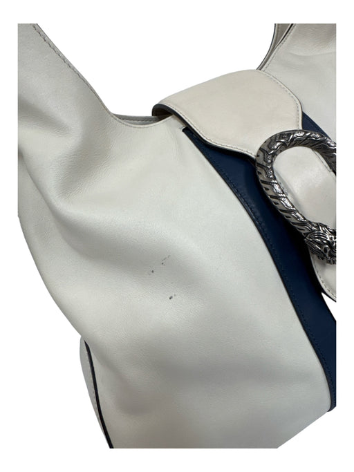 Gucci Cream, Navy & Red Leather Striped Detachable Strap Silvertone Hardware Bag Cream, Navy & Red / Medium