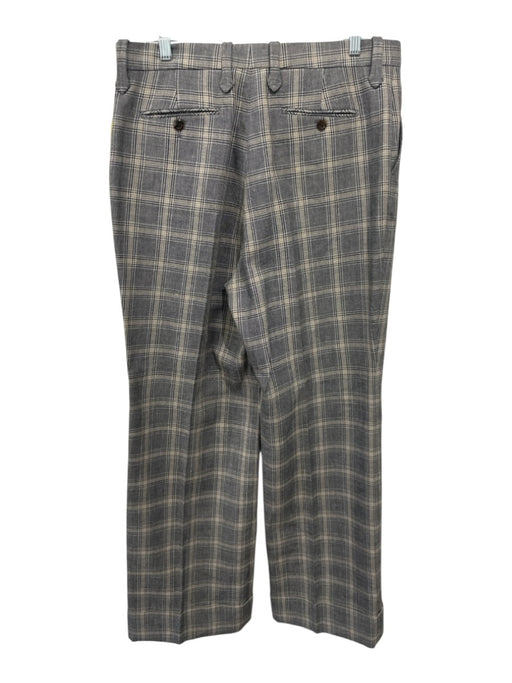 Gucci Size 48 Tan, Gray & Black Linen & Wool Zip & Hook Closure Plaid Pants Tan, Gray & Black / 48