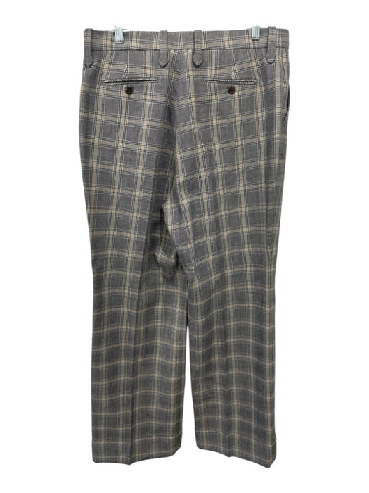 Gucci Size 48 Tan, Gray & Black Linen & Wool Zip & Hook Closure Plaid Pants Tan, Gray & Black / 48