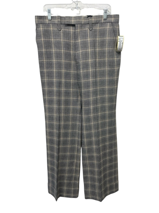 Gucci Size 48 Tan, Gray & Black Linen & Wool Zip & Hook Closure Plaid Pants Tan, Gray & Black / 48
