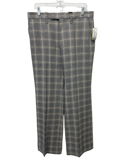 Gucci Size 48 Tan, Gray & Black Linen & Wool Zip & Hook Closure Plaid Pants Tan, Gray & Black / 48