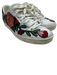 Gucci Shoe Size 39 White, Red, Green Leather Lace Up Floral Applique Sneakers White, Red, Green / 39