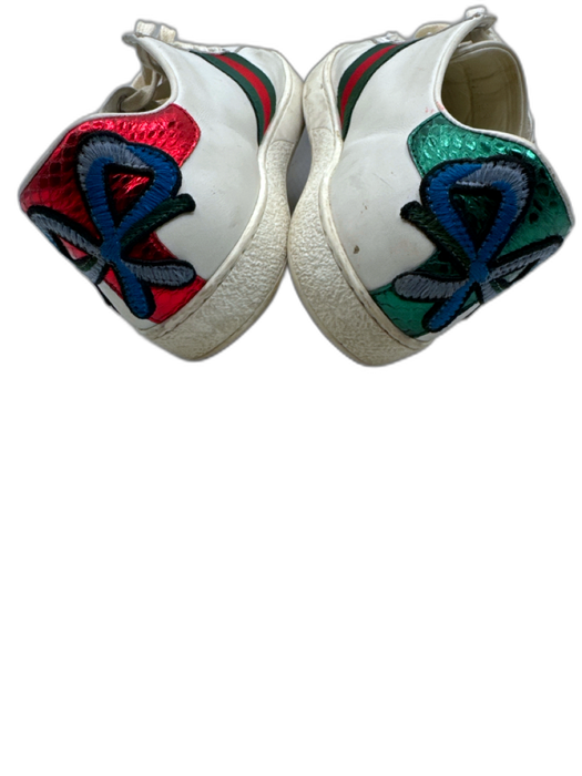 Gucci Shoe Size 39 White, Red, Green Leather Lace Up Floral Applique Sneakers White, Red, Green / 39