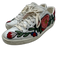 Gucci Shoe Size 39 White, Red, Green Leather Lace Up Floral Applique Sneakers White, Red, Green / 39