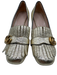 Gucci Shoe Size 39.5 Gold Leather Metallic Foil GG Logo Fringe Loafers Gold / 39.5