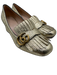 Gucci Shoe Size 39.5 Gold Leather Metallic Foil GG Logo Fringe Loafers Gold / 39.5