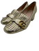 Gucci Shoe Size 39.5 Gold Leather Metallic Foil GG Logo Fringe Loafers Gold / 39.5
