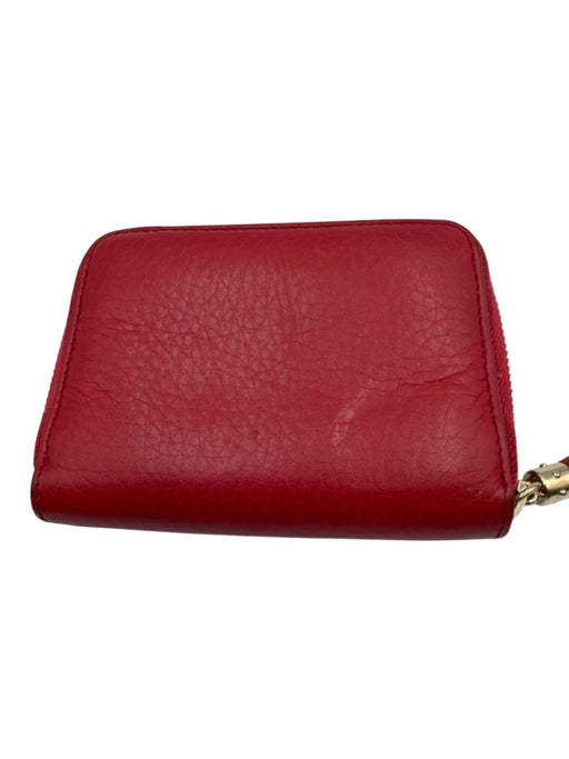 Gucci Red Leather Logo Zip Around small Wallets Red