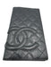 Chanel Black Leather Quilted Logo Bifold Wallets Black