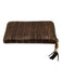Gucci Brown Leather Croc Embossed Tassel Zip Around Vintage Wallets Brown