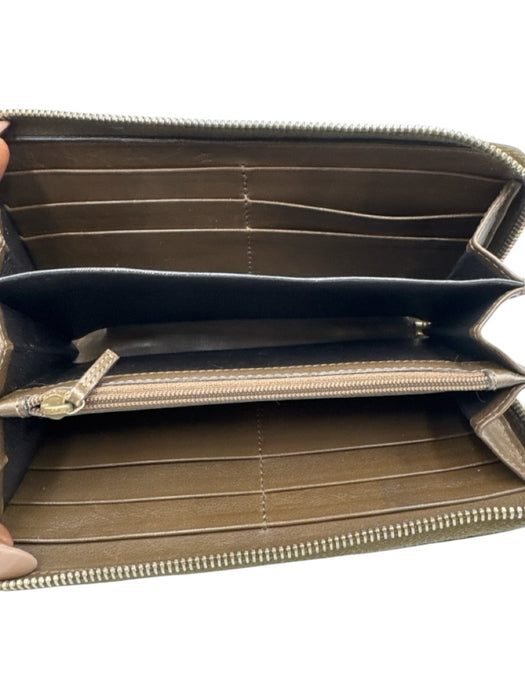 Gucci Brown Leather Croc Embossed Tassel Zip Around Vintage Wallets Brown