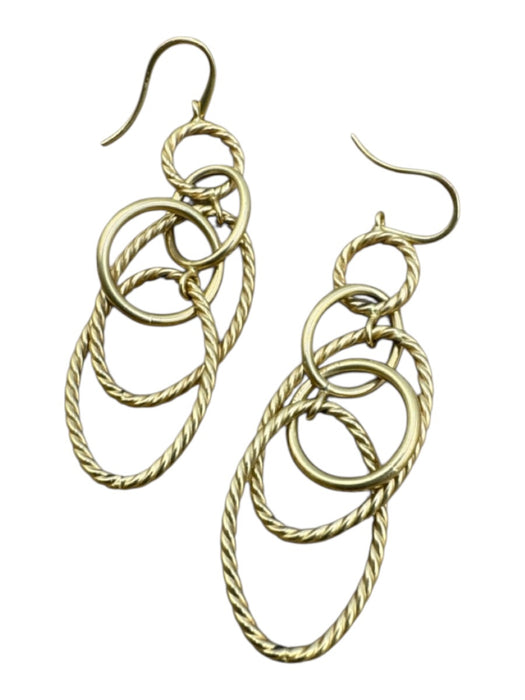 David Yurman Gold 750 18K Drop Cable Hook Earrings Gold