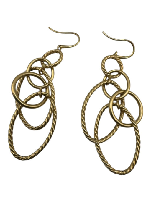 David Yurman Gold 750 18K Drop Cable Hook Earrings Gold