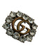 Gucci Brass Metal Logo Jeweled Pin Brooch Brass