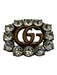 Gucci Brass Metal Logo Jeweled Pin Brooch Brass