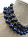 Gucci Navy Blue Faux Pearl Jeweled Light Gold Hardware Bib Choker Necklace Navy Blue