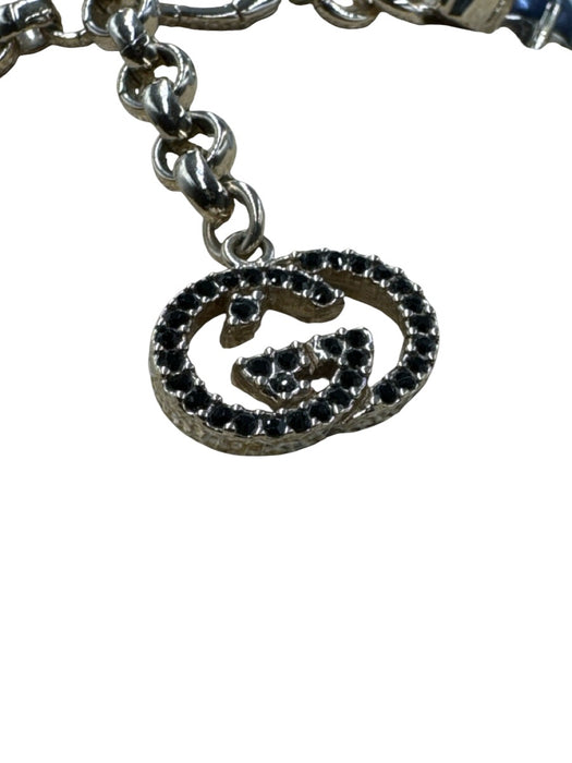 Gucci Navy Blue Faux Pearl Jeweled Light Gold Hardware Bib Choker Necklace Navy Blue