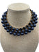 Gucci Navy Blue Faux Pearl Jeweled Light Gold Hardware Bib Choker Necklace Navy Blue