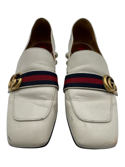 Gucci Shoe Size 40 Off White Leather Web Stripe Closed Toe Loafer Shoes Off White / 40