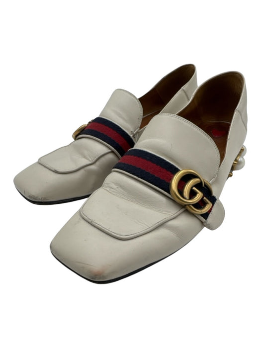 Gucci Shoe Size 40 Off White Leather Web Stripe Closed Toe Loafer Shoes Off White / 40