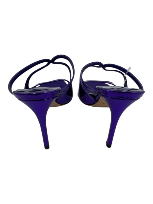 Jimmy Choo Shoe Size 39.5 Purple Leather Metallic Mule Stiletto Sandals Purple / 39.5