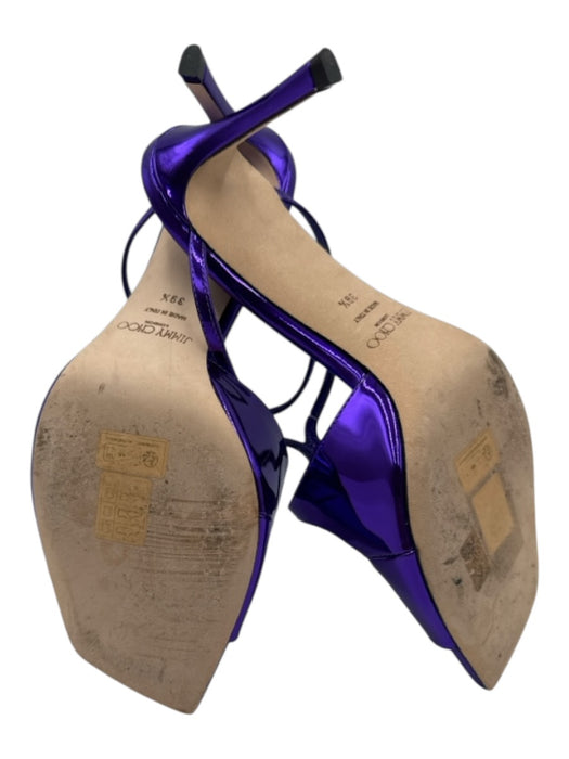 Jimmy Choo Shoe Size 39.5 Purple Leather Metallic Mule Stiletto Sandals Purple / 39.5