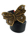 Gucci Black & Gold Leather Wide Butterfly Crystal Buckle Belts Black & Gold / M