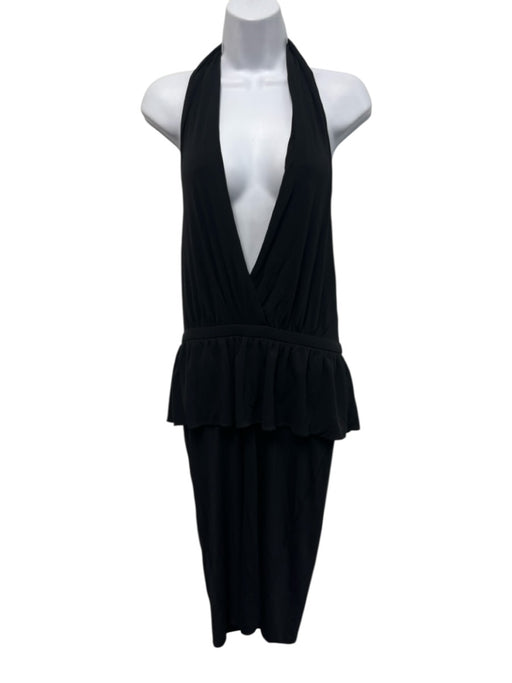 Gucci Size Large Black Rayon Halter Draped Dress Black / Large
