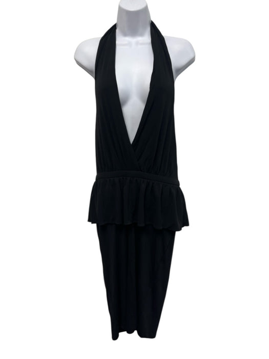 Gucci Size Large Black Rayon Halter Draped Dress Black / Large