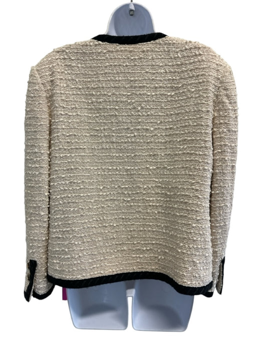 Gucci Size 46 Cream Beige & Black Cotton Blend Tweed Contrast Trim Jacket Cream Beige & Black / 46