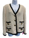 Gucci Size 46 Cream Beige & Black Cotton Blend Tweed Contrast Trim Jacket Cream Beige & Black / 46