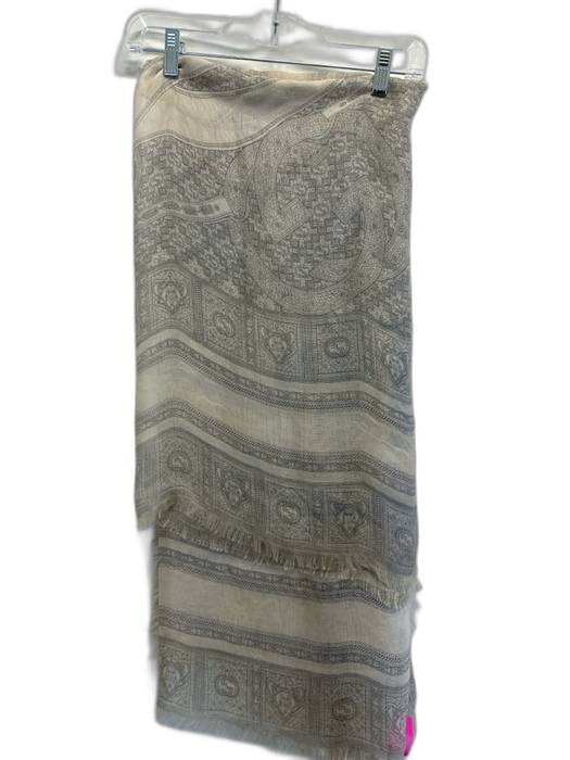 Gucci Beige & Gray Silk Sheer Interlocking GG Frayed Hem Square scarf Beige & Gray