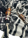 Gucci Cream White & Black Bamboo Detail Triangle Horsebit Accent Cheche scarf Cream White & Black