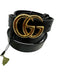 Gucci Black Leather Gold Tone Buckle Double G Peg Clasp Belts Black / 95/38
