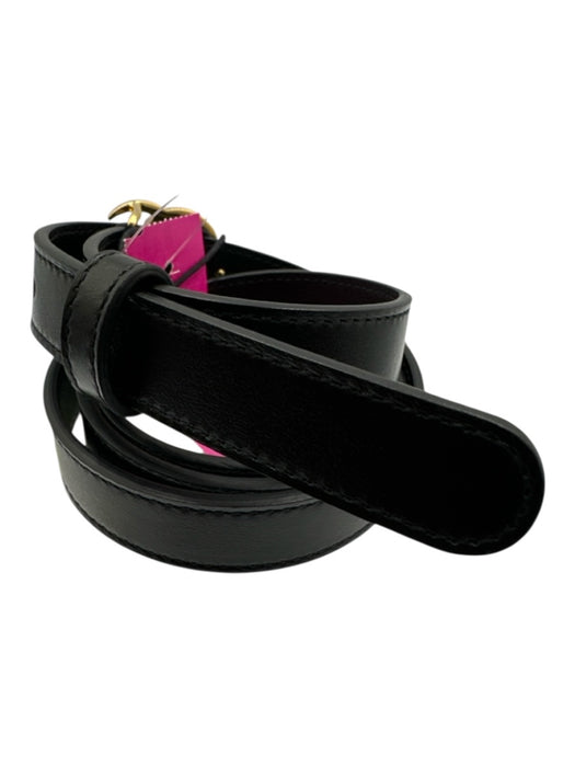 Gucci Black Leather Gold Tone Buckle Double G Peg Clasp Belts Black / 95/38