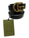 Gucci Black Leather Gold Tone Buckle Double G Peg Clasp Belts Black / 95/38