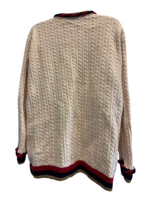 Gucci Size M Cream multi Wool Blend Button Front Cable Knit gold accent Cardigan Cream multi / M
