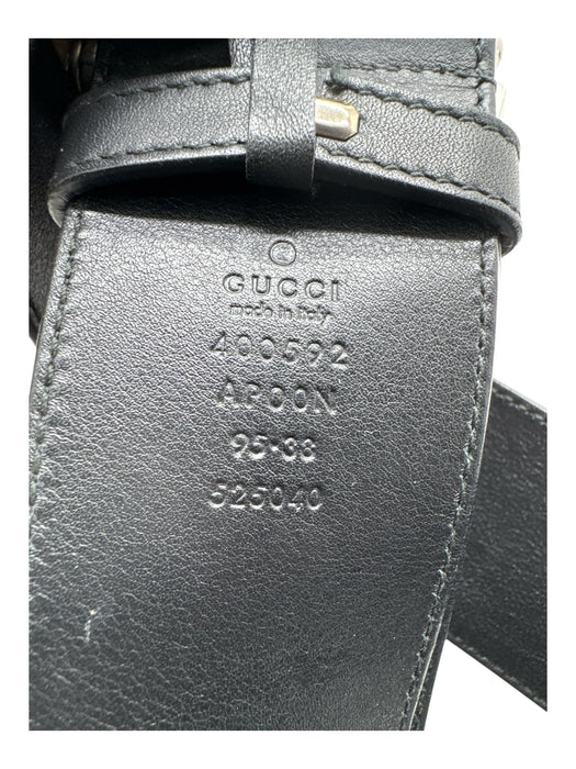 Gucci Black & Silver Leather silver tone hardware Snake Wide Belts Black & Silver / L