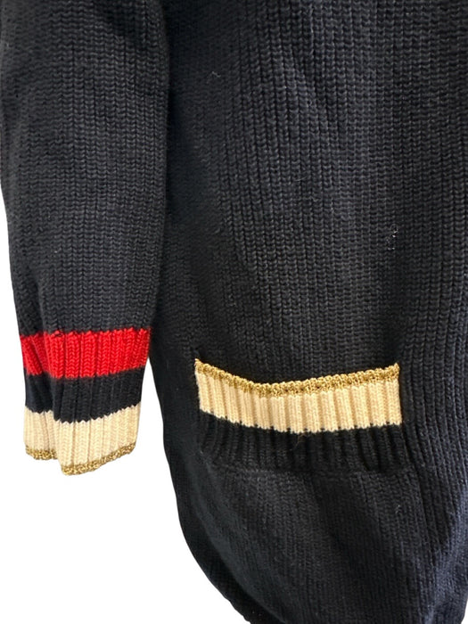 Gucci Size XL Navy Cotton Blend Button Front Contrast Edging Cardigan Navy / XL