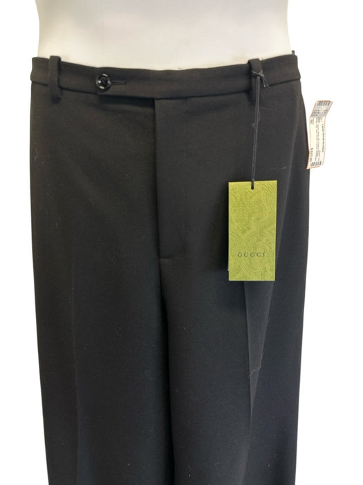 Gucci Size 50 Black Wool Zip, Hook & Button Wide Leg High Waist Trouser Pants Black / 50
