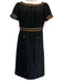 Gucci Size 50 Black Poly Blend Tweed Zip Back gold accent Wide Neck Dress Black / 50