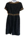 Gucci Size 50 Black Poly Blend Tweed Zip Back gold accent Wide Neck Dress Black / 50