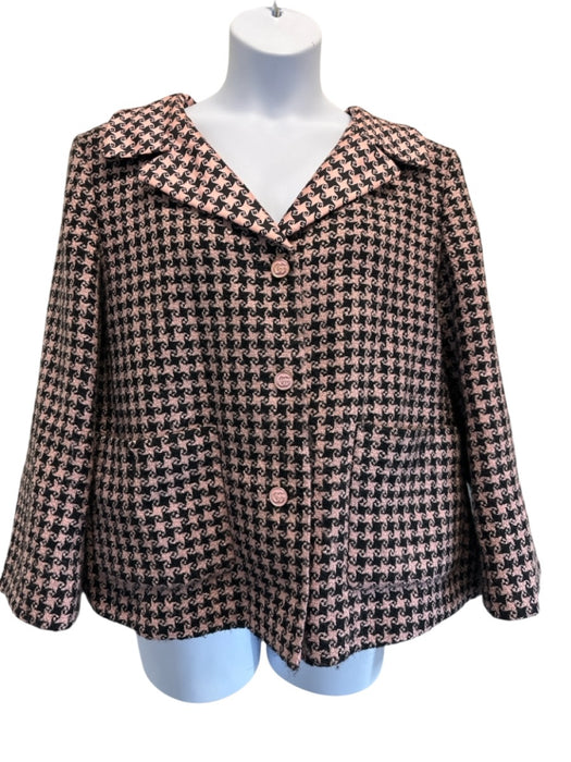 Gucci Size 48 Pink & Black Wool Blend Houndstooth Tweed Pleat 3 button Skirt Set Pink & Black / 48
