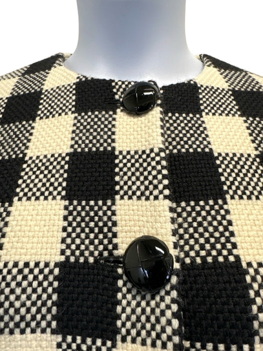 Gucci Size 48 Black & White Wool Gingham Button Front Flap Pockets Jacket Black & White / 48