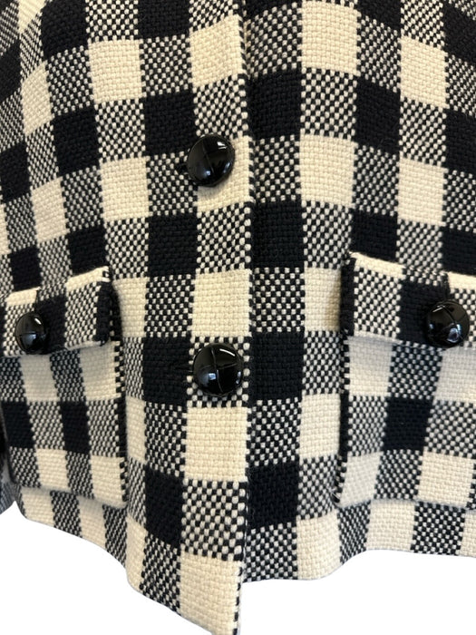 Gucci Size 48 Black & White Wool Gingham Button Front Flap Pockets Jacket Black & White / 48