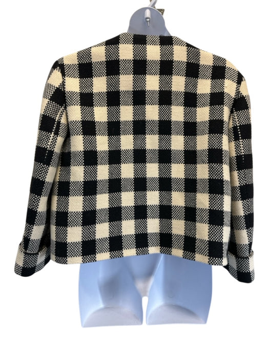 Gucci Size 48 Black & White Wool Gingham Button Front Flap Pockets Jacket Black & White / 48