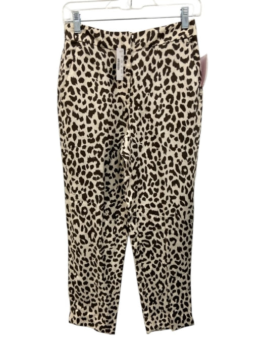 J. Crew Size 2 Cream & Brown Elastic Waist Spotted Zip & Button Tapered Pants Cream & Brown / 2