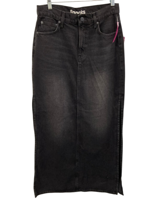 Mother Snacks Size 27 Black Wash Cotton Denim Zip & Button Faded Maxi Skirt Black Wash / 27