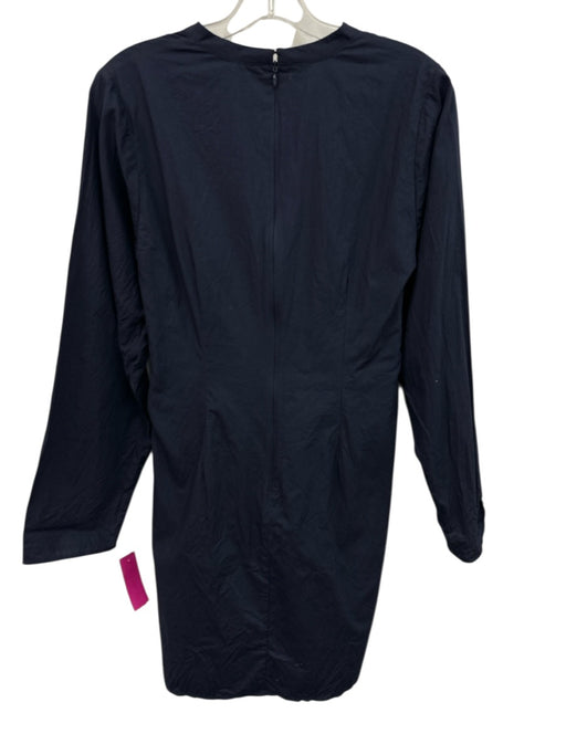 Anna Cate Size L Navy Blue Cotton Long Sleeve Button Front V Neck Dress Navy Blue / L