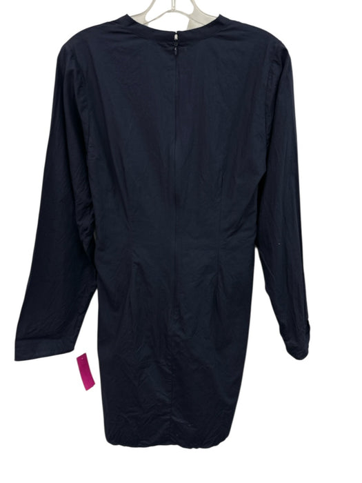Anna Cate Size L Navy Blue Cotton Long Sleeve Button Front V Neck Dress Navy Blue / L